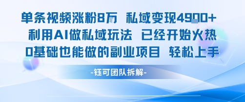 单条视频私域变现4.9k+利用AI做私域玩法 已经开始火热0基础也能做的副业项目轻松上手-hl998