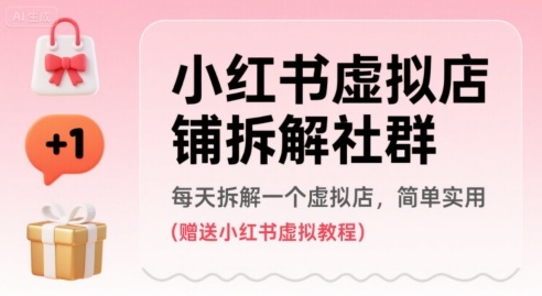 小红书虚拟店铺拆解社群，每天拆解一个虚拟店，简单实用(赠送小红书虚拟教程)-hl998
