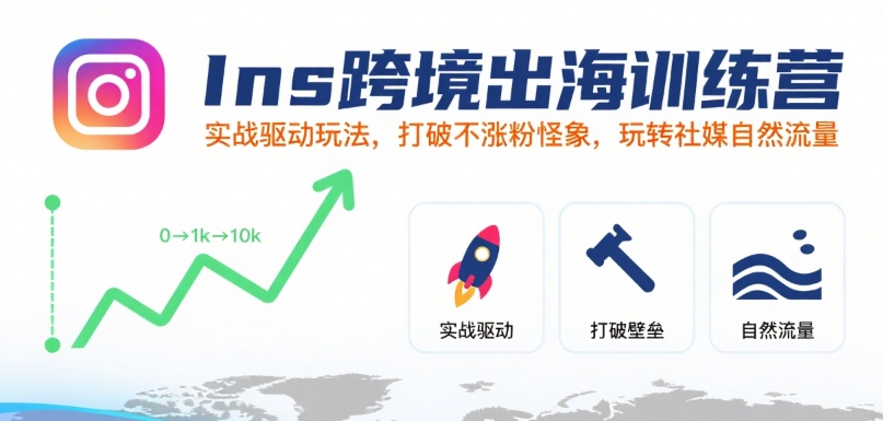 Ins跨境出海训练营，实战驱动玩法，打破不涨粉怪象，玩转社媒自然流量-hl998