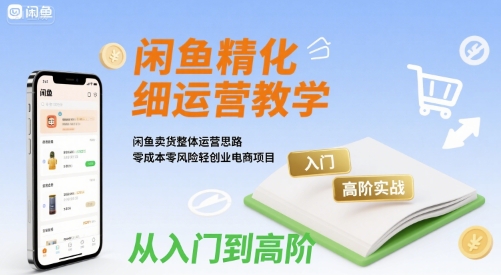 闲鱼精细化运营入门+高阶实战教学，闲鱼卖货整体运营思路，零成本零风险轻创业电商项目-hl998