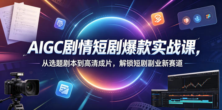 AIGC剧情短剧爆款实战课，从选题剧本到高清成片，解锁短剧副业新赛道-hl998