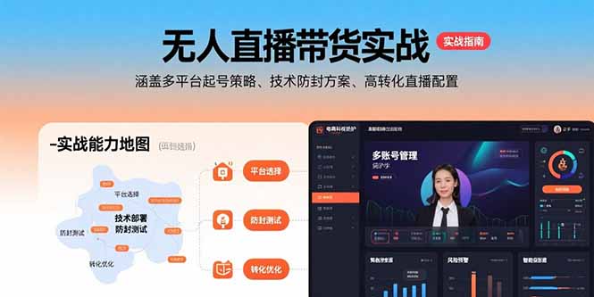 无人直播带货实战，涵盖多平台起号策略、技术防封方案、高转化直播配置-hl998