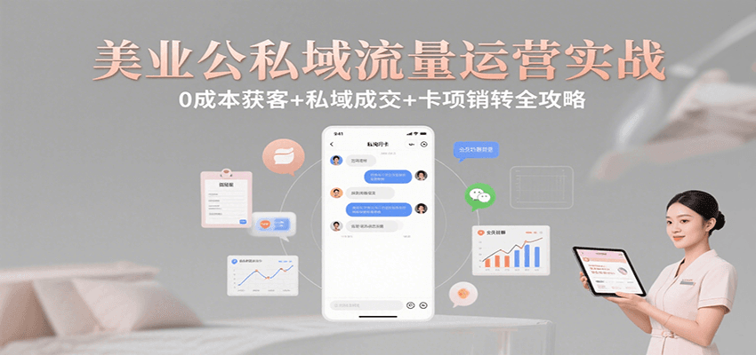 美业公私域流量运营实战：0成本获客+私域成交+卡项销转全攻略-hl998