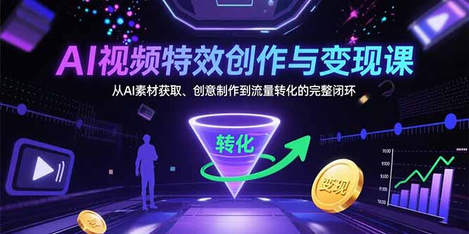 AI视频特效创作与变现课：从AI素材获取、创意制作到流量转化的完整闭环-hl998