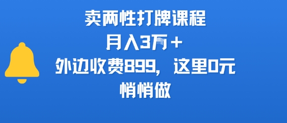 卖两性打牌课程，月入3W+外边收费899的课程，这里0元，悄悄做-hl998