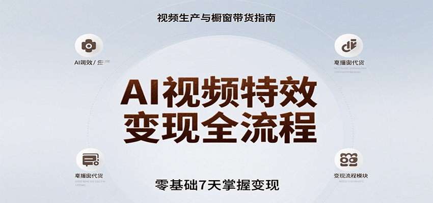 AI视频特效变现全流程，零基础7天掌握视频生产到橱窗带货变现-hl998