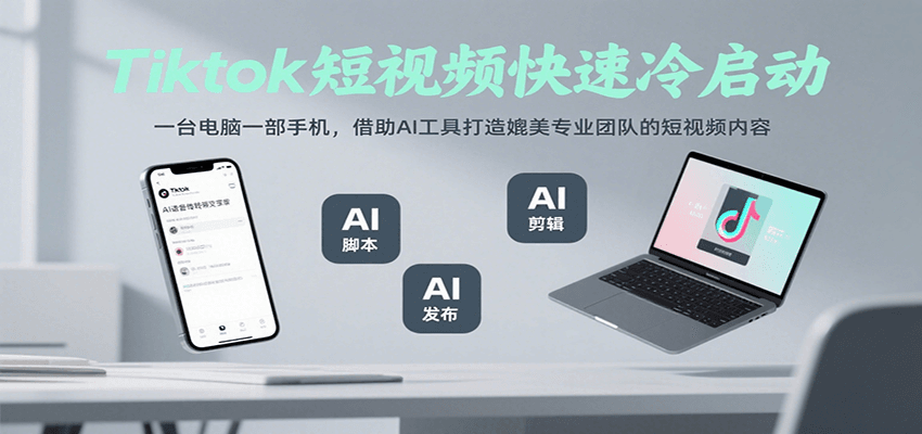 Tiktok短视频快速冷启动，一台电脑一部手机，借助AI工具打造媲美专业团队的短视频内容-hl998