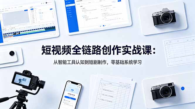 短视频全链路创作实战课：从智能工具认知到短剧制作，零基础系统学习-hl998
