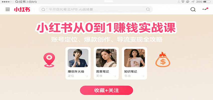 小红书从0到1赚钱实战课：账号定位、 爆款创作 、导流变现全攻略-hl998