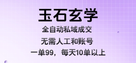 玉石玄学全自动私域成交，一单99每天十单以上，无需人工和矩阵账号，蓝海项目直接干【揭秘】-hl998