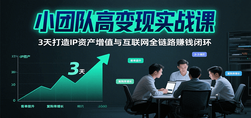 小团队高变现实战课，3天打造IP资产增值与互联网全链路赚钱闭环(第二期)-hl998