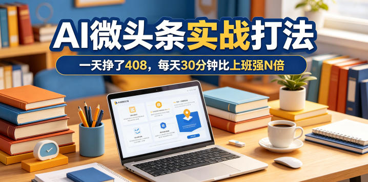一天挣了408，AI微头条实战打法，每天30分钟比上班强N倍-hl998