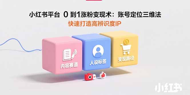 小红书平台0到1涨粉变现术：账号定位三维法，快速打造高辨识度IP-hl998