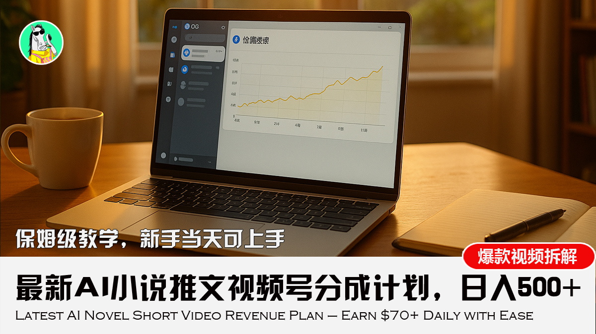 最新AI小说推文视频号分成计划，新手小白也能当天日入500+教程-hl998