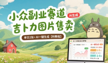 小众副业赛道 吉卜力图片售卖 单日2张+ AI一键生成【附教程】-hl998