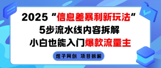 2025信息差暴利新玩法，5步流水线内容拆解，小白也能入门爆款流量主-hl998