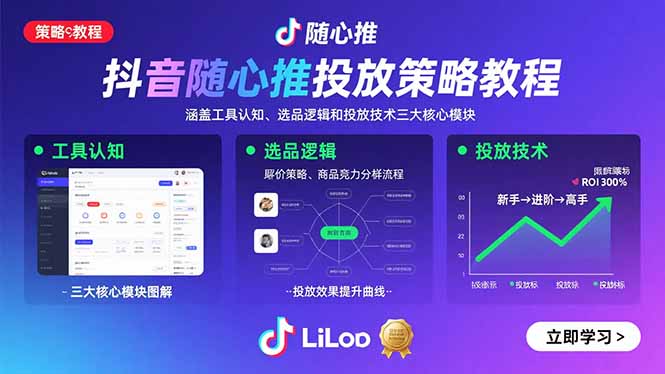 抖音随心推投放策略教程：涵盖工具认知、选品逻辑和投放技术三大核心模块-hl998