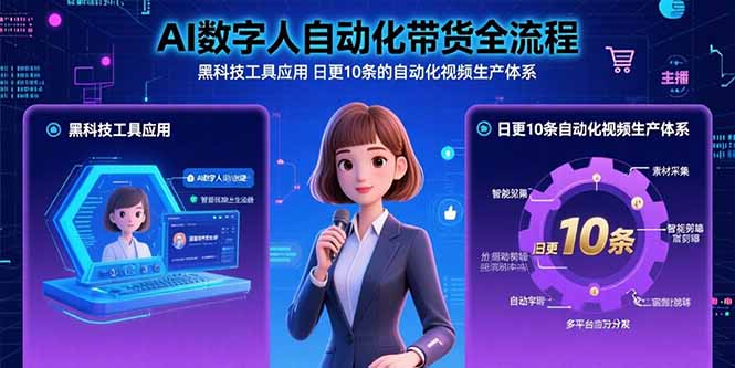 AI数字人自动化带货全流程：黑科技工具应用 日更10条的自动化视频生产体系-hl998