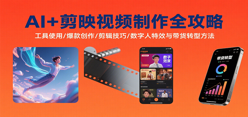 AI+剪映视频制作全攻略：工具使用/爆款创作/剪辑技巧/数字人特效与带货转型方法-hl998