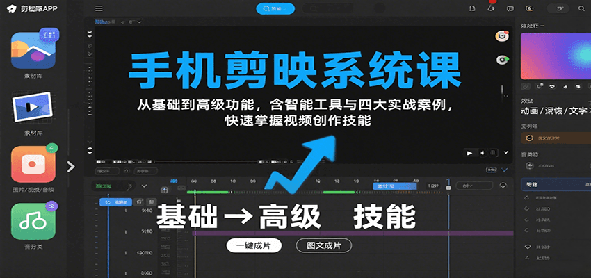 手机剪映系统课，从基础到高级功能，含智能工具与四大实战案例，快速掌握视频创作技能-hl998