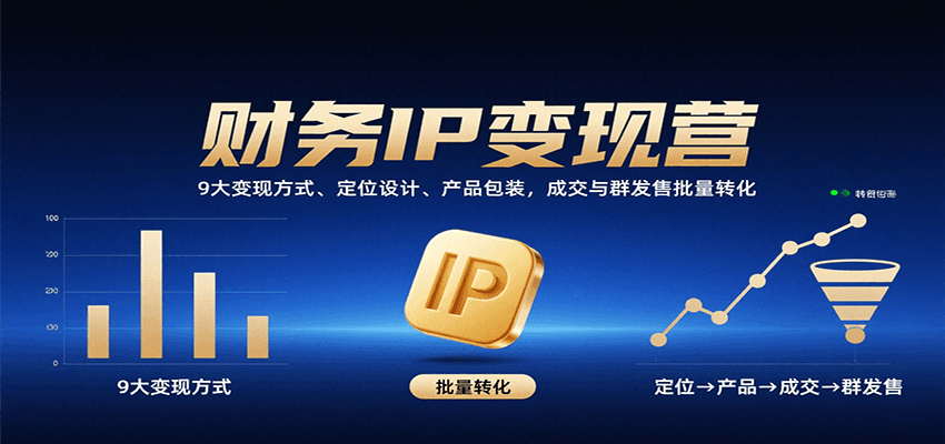 财务IP变现营：9大变现方式、定位设计、产品包装，成交与群发售批量转化-hl998