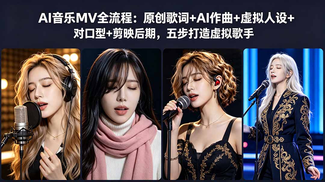 AI音乐MV全流程：原创歌词+AI作曲+虚拟人设+对口型+剪映后期，五步打造虚拟歌手-hl998