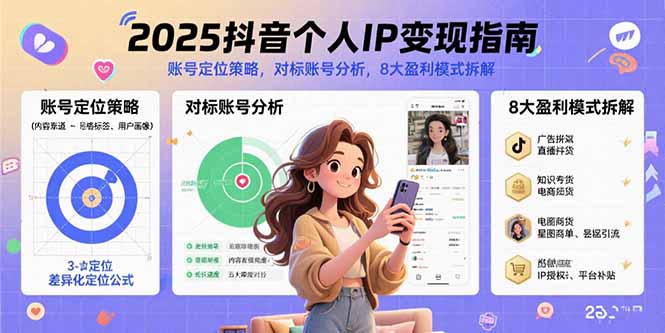 2025抖音个人IP变现指南，账号定位策略，对标账号分析，8大盈利模式拆解-hl998