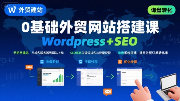 Wordpress外贸建站+SEO优化课程，手把手教你从0到1搭建可获得询盘的外贸网站-hl998