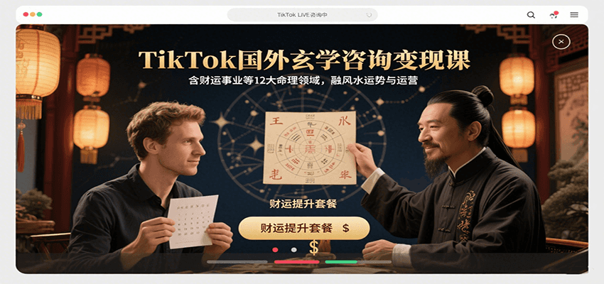 TikTok国外玄学咨询变现课，含财运事业等12大命理领域，融风水运势与运营-hl998