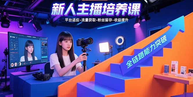 新人主播培养课：平台适应-流量获取-粉丝留存-收益提升 全链路能力突破-hl998