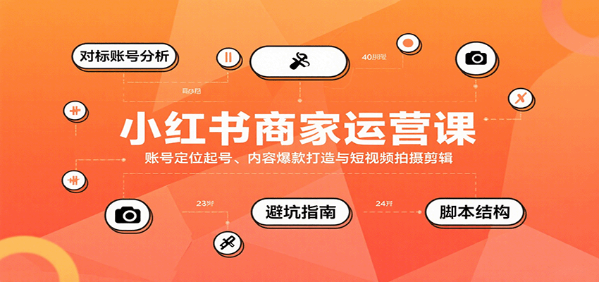 小红书商家运营课，账号定位起号、内容爆款打造与短视频拍摄剪辑-hl998