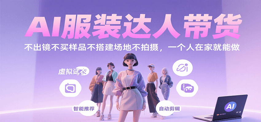 AI服装达人带货，不出镜不买样品不搭建场地不拍摄，一个人在家就能做-hl998