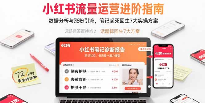 小红书流量运营进阶指南，数据分析与涨粉引流，笔记起死回生7大实操方案-hl998