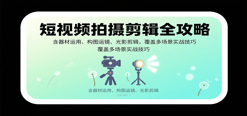 短视频拍摄剪辑全攻略：含器材运用、构图运镜、光影剪辑，覆盖多场景实战技巧-hl998