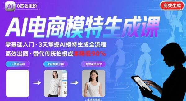 AI模特进阶课程，0基础高效生成逼真电商模特图-hl998