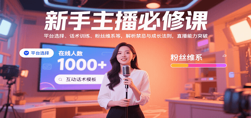 新手主播必修课：平台选择、话术训练、粉丝维系等，解析禁忌与成长法则，突破直播能力-hl998