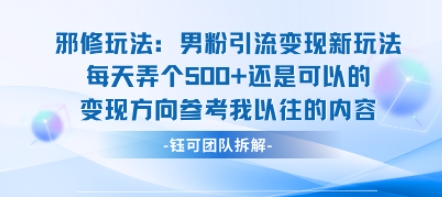邪修玩法：男粉引流变现新玩法每天弄个5张还是可以的变现方向参考我以往的内容-hl998