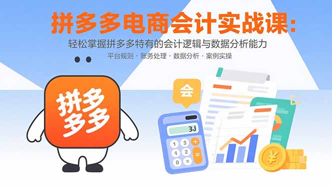 拼多多电商会计实战课：轻松掌握拼多多特有的会计逻辑与数据分析能力-hl998