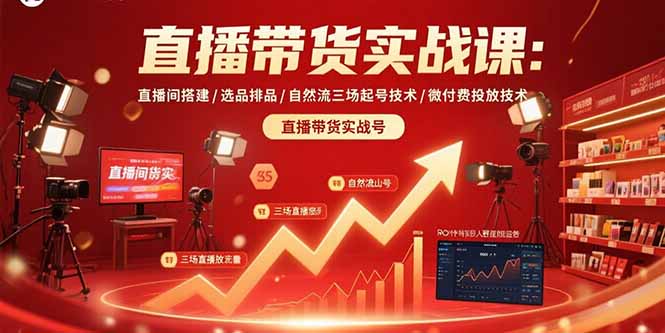 直播带货实战课：直播间搭建/选品排品/自然流三场起号技术/微付费投放技术-hl998