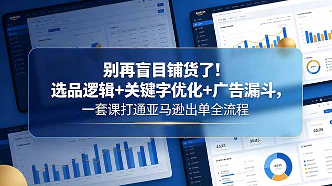 别再盲目铺货了！选品逻辑+关键字优化+广告漏斗，一套课打通亚马逊出单全流程-hl998