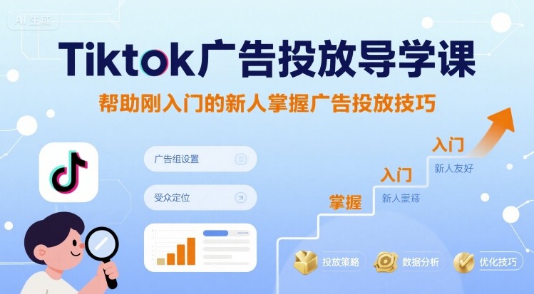 Tiktok广告投放导学课，帮助刚入门的新人掌握广告投放技巧-hl998