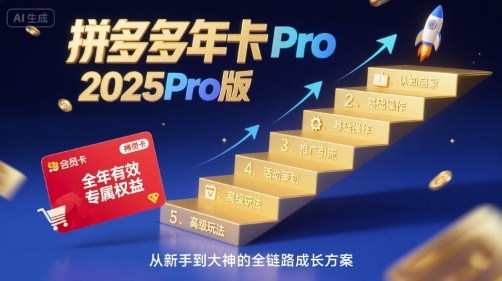 拼多多年卡2025Pro版，五大板块从认知到基础、从推广到活动、从活动到玩法-hl998