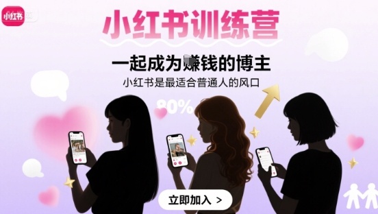 小红书训练营一起成为賺钱的博主，小红书是最适合普通人的风口-hl998