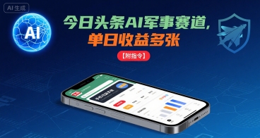 今日头条AI军事赛道，单日收益多张 ，手机可做【附指令】-hl998