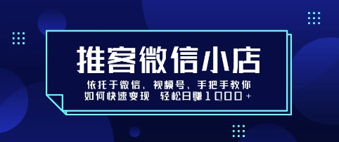 推客微信小店依托于微信、视频号，手把手教你如何快速变现 轻松日入1k+【揭秘】-hl998