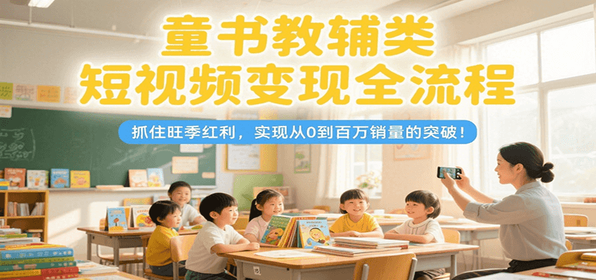 童书教辅类短视频变现全流程，抓住旺季红利，实现从0到百万销量的突破！-hl998