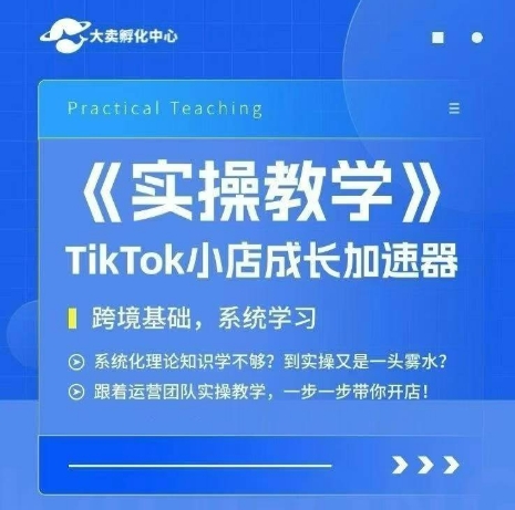 大卖家孵化中心TikTok实操课，TikTok小店成长加速器，跨境基础系统学习，一步一步带你开店-hl998