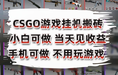 CSGO游戏挂G搬砖，小白纯手机即可操作，不用电脑打游戏，日入3张+，副业网创项目【揭秘】-hl998