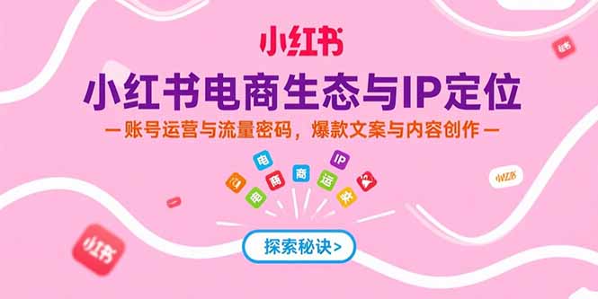 小红书电商生态与IP定位，账号运营与流量密码，爆款文案与内容创作-hl998