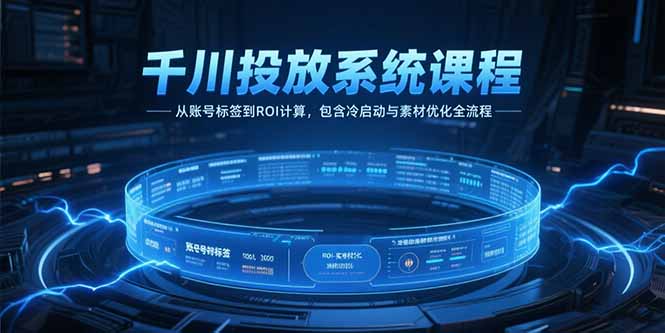 千川投放系统课程，从账号标签到ROI计算，包含冷启动与素材优化全流程-hl998